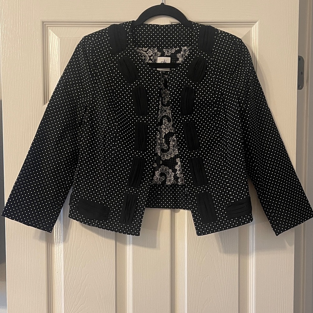 Cabi Seaside Chic Cropped Polka Dot Chiffon Women's Blazer